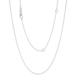 Italian 14k White Gold Rolo Chain Necklace Adjustable 16-20" 1mm - 1.7 grams - Picture 1 of 2