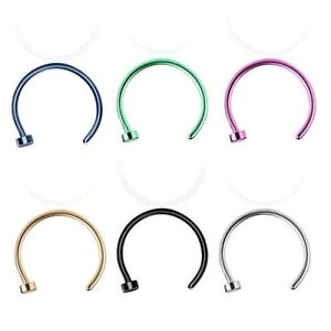 Titanium Anodized Nose Hoop Ring - Choose Colour - 1mm x 8mm