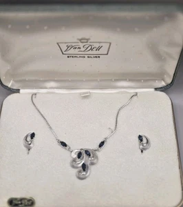 Sterling Silver VAN DELL NECKLACE EARRINGS ORIGINAL BOX SET Demi-Parure - Picture 1 of 13