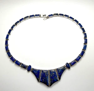 Vintage Kette Designer Lapislazuli Halskette Necklace Edelstein  Handarbeit 386 - Bild 1 von 6