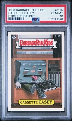 PSA 10 GEM MINT #619b CASSETTE CASEY DIE-CUT 1988 Topps Garbage Pail Kids OS15 - Image 1 of 2