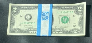 NEW Uncirculated $2 Bills Series 2017A $2 Sequential Notes Lot of 50 Notes - Picture 1 of 3