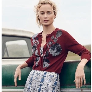 JCrew Jackie Cardigan Sequin Floral Embroidered Size Large - Picture 1 of 6