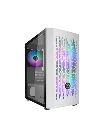 CASE MICRO-ATX GAMING NUWO BLITZ R25 3 VENTOLE LED ARCOBALENO PANNELLO VETRO WHI - Immagine 1 di 4
