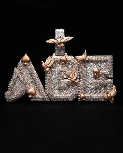 Custom "ACE" Spade & Dove Pendant in 925 Sterling Silver & VVS Moissanite - Picture 1 of 9