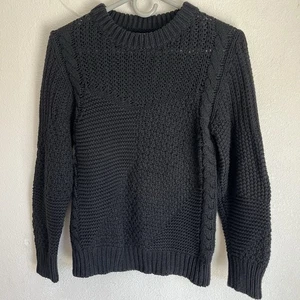 Christina Lehr Gr. 1 (US Small) Zopfmuster schwarz Grobstrick Pullover Peru - Bild 1 von 8