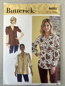 UNCUT Butterick B6855 Misses V-Neck Tops, Bluse Variationen A (XS-XXL) Muster - Bild 1 von 2