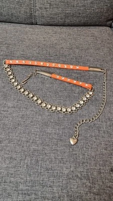 Kezo Damen Gürtel Orange mit Zirkonen Neu 103cm Verstellbar Art 24/876 - Bild 1 von 4