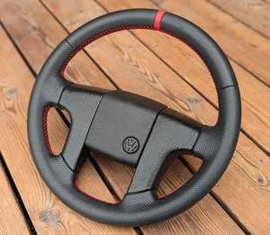 NUEVO CUERO Volante VW Volkswagen MK2 MK3 Golf II 2 VR6 Polo Vento T4 T3 - Picture 1 of 17