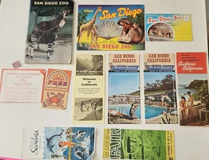 MCM San Diego Zoo L A County Ephemera Brochures Tickets Post Card Map 1960s - Picture 1 of 14