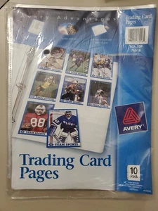 Tarjetas coleccionables Avery páginas de almacenamiento sin ácido paquete de 10 para 90 tarjetas nuevas selladas - Imagen 1 de 2