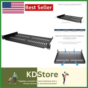 Heavy Duty 10-Inch Vented Server Rack Shelf 1U Fit 19" Network Cabinets - Picture 1 of 9