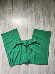 Your Style Paper Bag Wide Leg Pants Green Flowy Pockets Comfort Lightweight XL - Picture 1 of 11