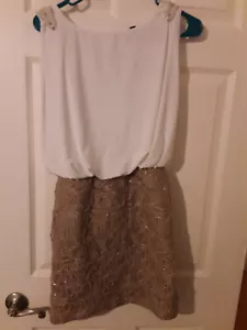 Jodi Kristopher Mini Dress Size 7 Womens Juniors Beige/Nude Sparkle - Picture 1 of 5