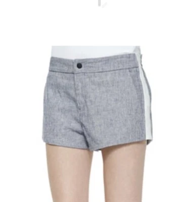 Pantalones Cortos Rag & Bone Nesi Rayas Laterales con Lados de Cuero Blanco talla 4 Foto 1 de 4