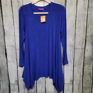 Mountain Mamas NWT Top Womens SM/MED Blue Long Sleeve Handkerchief Tunic - Picture 1 of 8