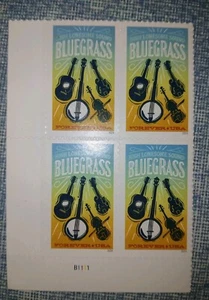 Bluegrass Music U.S. Forever Stamp Block of 4 Scott #5844 Mint Set - Picture 1 of 2