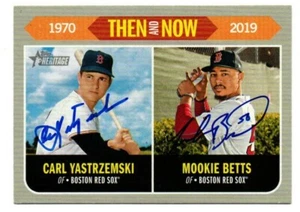 SIGNED 2019 Topps Heritage Mookie Betts / Carl Yastrzemski Then & Now Card! 1/1! - Picture 1 of 1