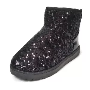 Stivali da neve neri Dadawen da donna impermeabili al freddo paillettes taglia US 6,5 EUR 37 - Foto 1 di 8