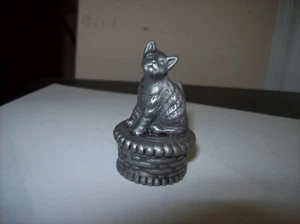Vintage Torino Pewter Tooth Fairy Box with Cat - Picture 1 of 7