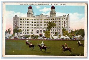 1929 Nautilus Hotel Polo Field Horse Riding Miami Beach Florida Vintage Postcard