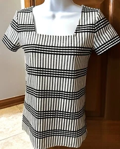 Ann Taylor Petite Women Top Size XXS White Black Striping - Picture 1 of 1