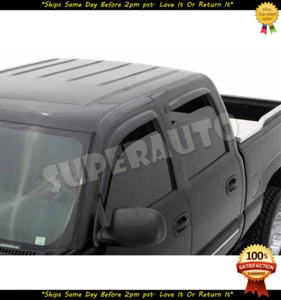 Smoked Window Vent Visors For 07-13 GMC Sierra 1500-2500-3500 CREWCAB 4dr ONLY - Picture 1 of 2