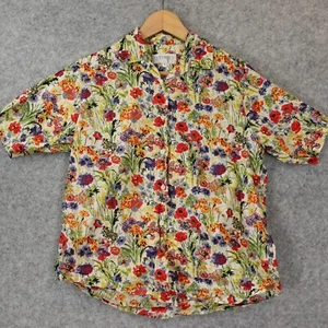 Hawaiian Blouse Women M Red Green Floral Ditsy Bloomcore COTSWOLD Collections UK - Picture 1 of 10