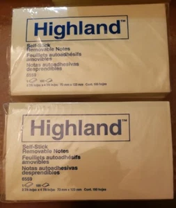 Highland selbstklebende abnehmbare Notizen 3" x 5" gelb 12er-Pack 100 Blatt/Block  - Bild 1 von 2