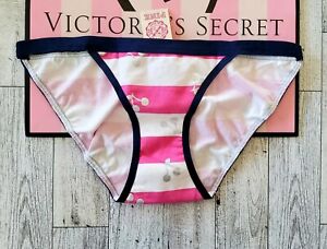 Victoria's Secret Pink string bikini panties vintage rare striped silver cherry 