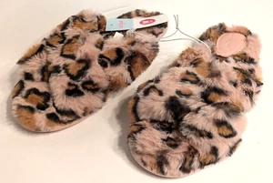 Cat & Jack - Girl's Brooklyn Leopard Crossband Fur Slippers - Size M 2/3 - Picture 1 of 4
