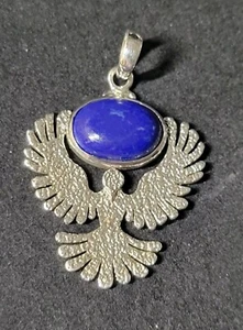 Phoenix Lapis Lazuli 925 Sterling Silver Pendant Jewelry Necklace 2333 - Picture 1 of 6