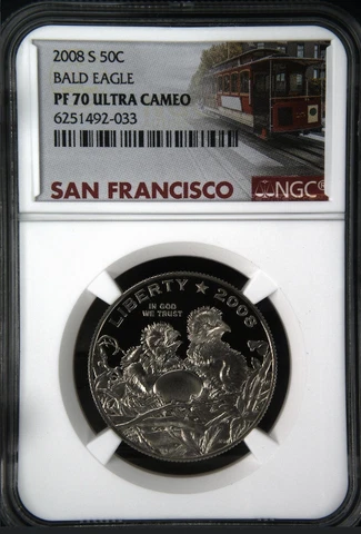 2008-S 50C Bald Eagle Commemorative Half NGC PF 70 UCAM Ultra Cameo Top-Pop Cover