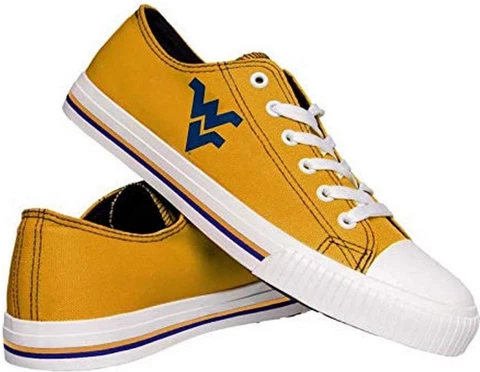 WVU MOUNTAINEERS NCAA MENS SNEAKER SZ 8 GOLD BIG LOGO CANVAS CHUCK STYLE NWOT Cover