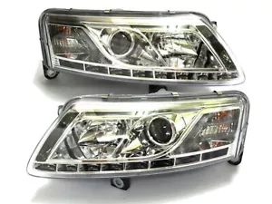 A6 C6 4F MK3 04-08 Pre-Facelift R8Look LED Bar Halogen Headlight CH for AUDI RHD - Picture 1 of 5