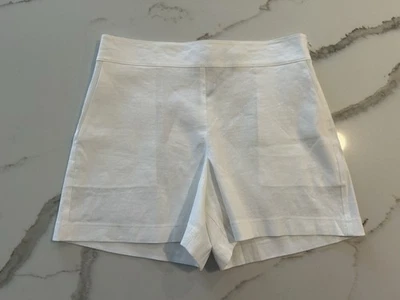 Theory 高腰清洁迷你短裤女式 6 亚麻混纺全新带标签 215 美元 — 第 1/4 张图片