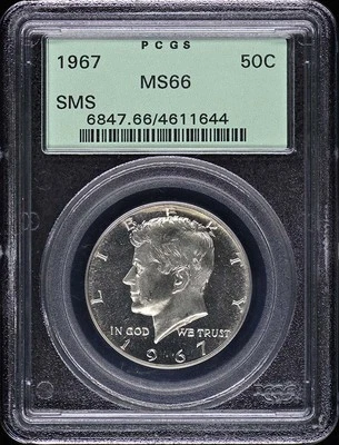 1967 50C SMS Kennedy Half Dollar Type 2 Silver Clad PCGS SP66 - Image 1 of 2