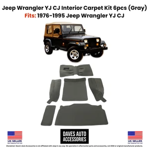 1976-1995 Jeep CJ7 CJ5 YJ Wrangler Interior Carpet Kit – 6pc Light Gray Mat Set - Picture 1 of 11
