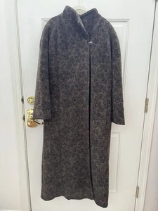 Simon Chang Damen Langer Mantel Wollmischung Braun Jacquard L/XL Made in Canada - Bild 1 von 19