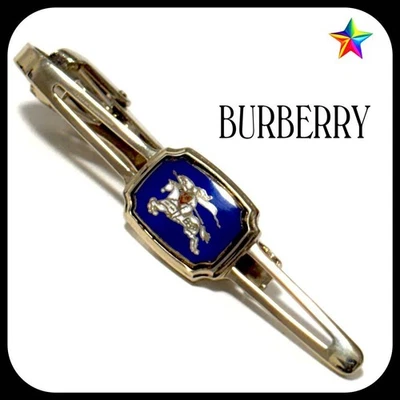 Burberry Navy & Gold Horse Logo Tie Pin Leather Accessory Used - Image 1 of 4