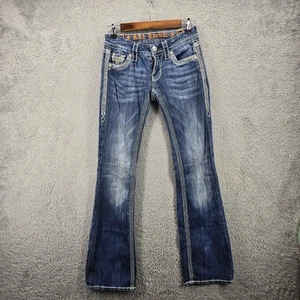 Jeans Rock Revival donna 24 blu scuro Kai bootcut jeans denim elasticizzato E8322B57A - Foto 1 di 17