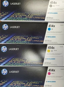 Set 4 Genuine UNUSED HP 414X KCMY Toners W2020X W2021X W2022X W2023X OPEN BOX - Zdjęcie 1 z 1