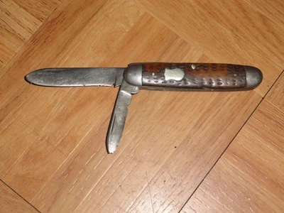 Navaja de bolsillo vintage Challenge Cutlery Co. Bridgeport CT. 2 hojas hueso jigged Foto 1 de 4