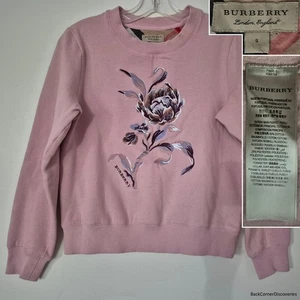 Burberry London England Embroidered & Beaded Peony Women's S Ash Rose Sweatshirt - Picture 1 of 17