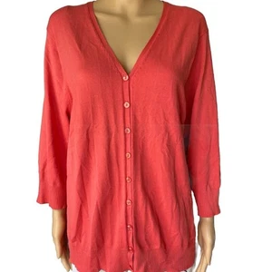 Evie Women 2X Button Up Silk Blend Knit Cardigan Sweater 3/4Sleeve V Neck Luxury - Picture 1 of 5