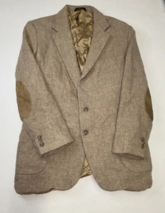 Vtg 90s Imperial by Haggar Wool Tweed Blazer Mens 44 L Regular Beige - Picture 1 of 9