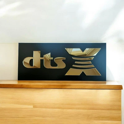 DTS X Wall Sign Gold  Acrylic Home Theater Plaque for Movie Media Cinema Room - Image 1 of 4