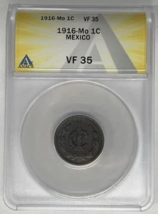 1916-Mo Mexico 1 Centavos Coin ANACS VF 35 W8 - Picture 1 of 2