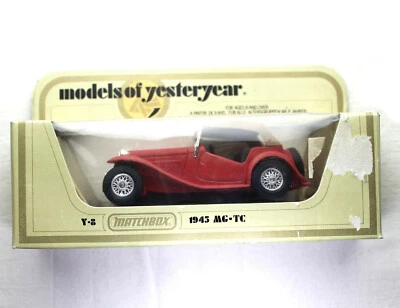 MATCHBOX MODELS OF YESTERYEAR, 1945 MG-TC Y-8 Red/Tan Hood. - Image 1 of 4