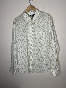 LANDS END Coolmax Mens XL Button Up Shirt Traditional All Over Pineapple Design - Picture 1 of 7